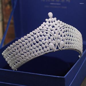 Pinces à cheveux MYFEIVO complet Zircon surdimensionné couronne mariée diadème princesse cour casque bijoux robe de mariée accessoires HQ1896