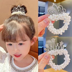 Clips de cheveux Corche de bague de fleur perle Enfants Crown Tiara Princess Sweet Elastic Himitone Headwear Girls Kid Accessoires