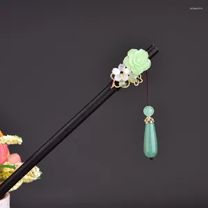 Pinces à cheveux Texture Premium Yunnan Dongling Jades goutte d'eau pendentif bâton Simple mode couleur synthétique fleur bijoux