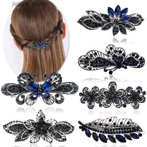 Pinces à cheveux Style rétro cristal papillon fleur pince à cheveux Barrettes pour femmes métal strass pinces à cheveux Hearwear accessoires de coiffure Y240329