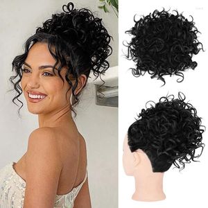 Pinces à cheveux synthétiques, chignon désordonné, cordon élastique, vague ample, grande Extension bouclée courte, accessoires de tête