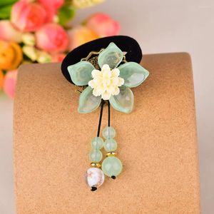 Pinces à cheveux capricieuses simples de couleur bleue glaçure feuilles de fleurs pendentif perles bandeaux translucides tête lisse corde femme chapeaux