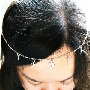 Pinces à cheveux Vintage Moon Star Band pour femmes filles couleur argent gland tête chaîne accessoires tendance bijoux cadeaux en gros VGH031