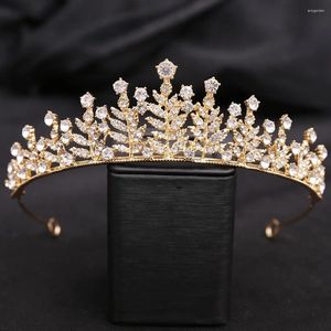 Pinces à cheveux diadème de mariage en cristal, couronne de mariée couleur or, diadème de concours, voile, accessoires de mariée, bandeau, bijoux de tête