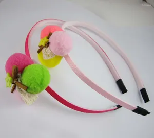 Pinzas para el cabello al por mayor 12 unids/lote 6MM de ancho accesorios de banda para la cabeza de plástico diadema para niños con tres bolas pequeñas