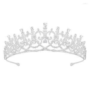 YYSuniee – pinces à cheveux, diadème de mariage, zircone cubique, couronne de princesse de mariée, couleur argent, accessoires en forme de cœur ajouré