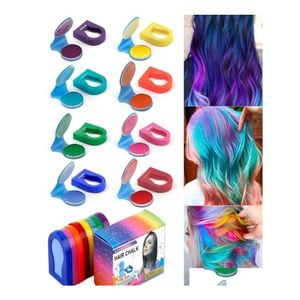 Colores de cabello 8 Polvo de tiza Aerosol temporal Diy Mujeres Pasteles Salón Tinte de belleza portátil F Pintura Estilo 220921 Productos de entrega directa Dhi2M