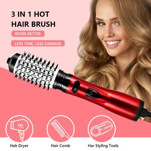 Hair Dryers 3 in 1 Rotating Electric Straightener Brush Curler Dryer Air Comb Negative Ion Styler 230306