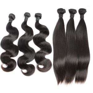 Paquetes de cabello ondulado brasileño Remy virgen brasileño Tejidos de cabello humano sin procesar Extensiones rectas Trama Increíble Bellahair