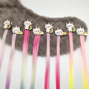 Extensiones de cabello peluca de gato de dibujos animados niños niñas unicornio pinzas de pelo de la cabeza horquillas Horquilla Barrette accesorios del pelo 50pcs 0214