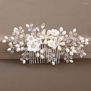 Joyería para el cabello, tocado de flores para boda, peines para novia, diamantes de imitación plateados, perlas, horquillas para mujer, joyería para tocado de novia