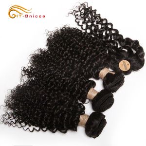Morceaux de cheveux Kinky Curly Bundles With Closure Natural Human Short Indian Circular 230807