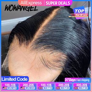 Pedaços de cabelo WOWANGEL 7x7 6x6 5x5 HD Fecho de renda Human Melt Skin Deep Part Natural Scalp Real Only Straight Virgin 230609