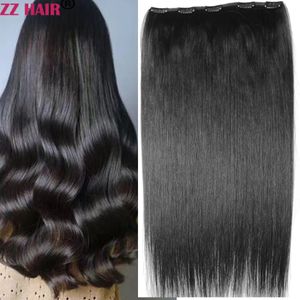 Hair pieces ZZHAIR 100 Human Extensions 16" 28" No lace 5 Clips in 100g 200g Machine Made Remy Natural Straight 231025