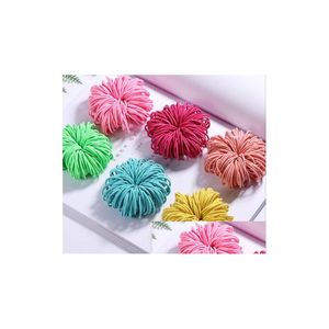 Bandas de goma para el cabello 100 unids / lote Niñas Colores de caramelo Nylon 4.5 cm Bandas de goma Niños Seguro Elástico Cabello Ponytail Holder Accesorios para niños N Dhmpi