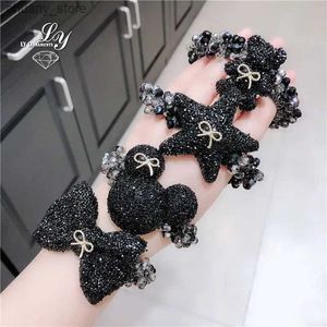 Cabeto de las bandas de goma negra CHOIL PIEL BANDS BANDS Fashion Leopard de diamantes de reenvío Bow Bear Accesorios para el cabello ACCESORIOS PEDIO VALOR al por mayor Y240417