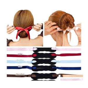 Bandas de goma para el cabello Chica Mujer Accesorios Rizos Bun Head Band Maker Magic Making Tool Ribbon Bowknot Style 446C3 Drop Delivery Jewelry Dhhhw