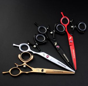 Ciseaux à cheveux 6 ensemble de Structure de Salon professionnel coupe de cheveux barbier coupe de cheveux amincissement cisaillement pivotant pouce Shears4969620