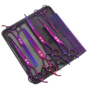 Tijeras para el cabello Dragón Púrpura 8 pulgadas Piclas de aseo para perros Cizallas de adelgazamiento Profesional Cat Pet Sishsors Corte de cabello Z3015-B 230220