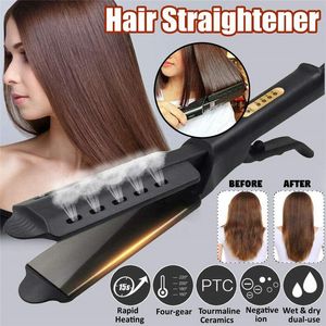 Hair Straighteners Hair Straightener Four-gear Temperature Adjustment Ceramic Tourmaline Ionic Flat Iron Widen Panel Professional Styling Tool 230912