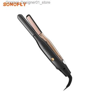 Planchas para el cabello SONOFLY Iones negativos Cuidado Plancha para el cabello profesional Mini portátil Cerámica para hombres Rizador de hierro Calentamiento rápido Herramientas de peinado Q240124