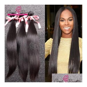 Trames de cheveux Greatremy 9A Malaisie Vierge Weave Trame Couleur naturelle Bleachable Extensions humaines non transformées droites 3pcs Lot Drop Deliv Otnre