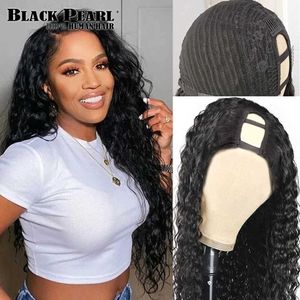 Perruques de cheveux u Part perruque cheveux humains sans laisser de côté perruques brésiliennes de vague profonde pour les femmes bouclés sans colle vierge 250% 231122