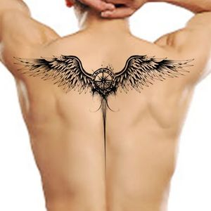 Demi-dos tatouages temporaires garçons MenFake tatouage ange aile épée pour femmes sur le corps poitrine Art Hotwife autocollant étanche Tatoo