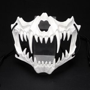 Máscara de media cara Dragon God Tiger Yaksha Tengu Man Wolf Mask Performance Cos Dress Up Accesorios divertidos 2022 Happy Halloween Party Decor