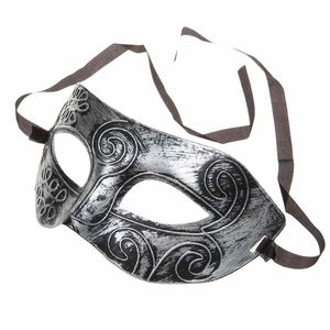 Fiesta Media cara Retro Griego Guerrero romano Máscara de plata de Halloween Fiesta unisex Mascarada veneciana Decoraciones Mardi Gras Máscaras para discoteca de Navidad