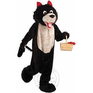 Halloween taille adulte loup noir mascotte Costume pour fête personnage de dessin animé mascotte vente livraison gratuite support personnalisation