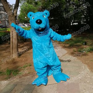 Costume de mascotte de castor bleu d'Halloween, personnage de thème animé de dessin animé de haute qualité, taille adulte, fête de Noël, tenue de publicité extérieure