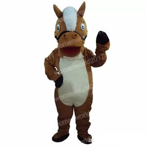 Halloween Brown Horse Mascot Costume Simulation Cartoon Character Outfits Costume Adultes Outfit Carnaval De Noël Déguisements pour Hommes Femmes