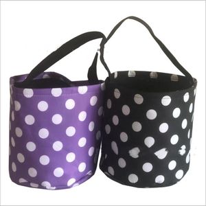 Halloween Bucket Party Kids Carry Baskets Candy Toy Sacks Gift Wrap Polka Dot Funny Trick or Treat Tote Storage Bags Festives Supplies Décorations Imprimé B7795