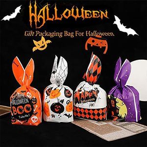 Halloween Candy Bags Rabbit Ear Plastic Bag For Kids Gift Biscuits Cookies Dessert DIY Packaging Supplies Baking Decor