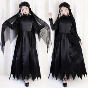 Costume d'Halloween Costume de Sorcière Vampire Costume de Sorcière Noire Costume de Cosplay Fantôme de l'Enfer Femme Fantôme Adulte
