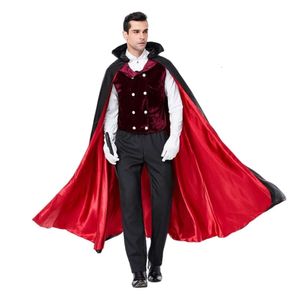 Costume d'halloween pour femmes, Costume de Cosplay de styliste, Costume de Vampire pour hommes, château Dracula, robe croisée, uniforme de jeu
