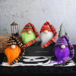 Poupée à chapeau long en tricot créatif pour Halloween, nouvelle poupée en peluche pour vieil homme barbu vert, ornements décoratifs de bureau, 829