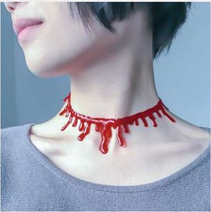 Halloween Decoration Horror Blood Drip Necklace Fake Blood Vampire Fancy Joker Choker Costume Necklaces Party Accessories G20