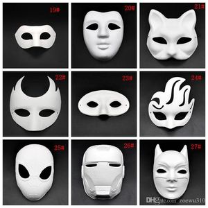 Máscaras de cara completa de Halloween DIY Pulpa pintada a mano Yeso Cubierto Papel Mache Máscara en blanco Máscaras de disfraces blancas Máscara de fiesta simple WVT1088