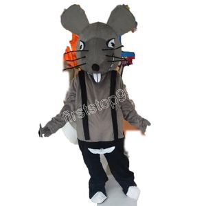Costume de mascotte de souris grise d'Halloween, simulation de personnage de dessin animé, taille adulte, tenue de publicité extérieure de noël pour hommes et femmes