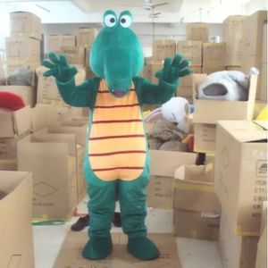 Costume de mascotte de crocodile vert d'Halloween de qualité supérieure Alligator de dessin animé Personnage de thème animé Taille adulte Noël Carnaval Fête d'anniversaire Fantaisie Dres