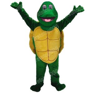 Costume de mascotte de tortue verte d'Halloween, personnage de thème animé de dessin animé de haute qualité, taille adulte, tenue de publicité extérieure de Noël