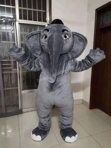 Disfraz de mascota de elefante gris de Halloween Disfraz de mascota de dibujos animados de alta calidad Animal de peluche Personaje de tema de anime Tamaño adulto Vestido de lujo de Carnaval de Navidad