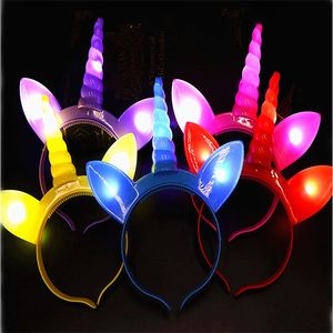 Halloween cheveux accessoires cadeau licorne bandeau LED Flash Light enfants cadeau fête décoration éclairer licorne bandeaux 2601 E3