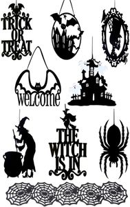 Halloween Hanging Sign Porte de sorcière Signes d'accessoires non tissés Carte de lettre de maison Heloween Party Decor Supplies JK2009XB1194465