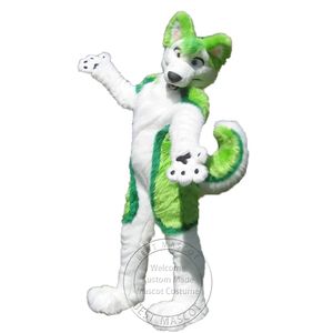 Gran oferta de Halloween, disfraces de Mascota de Husky verde, trajes peludos, traje de utilería de cuerpo completo de anime para fiesta