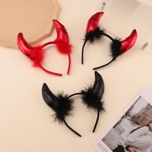 Cerceaux en corne du diable pour Halloween, décorations de fête de vacances, bandeau à boucles de tête en plumes, offre spéciale