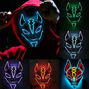 Halloween LED Fox Drift masque lumière froide lueur masque jeu de rôle accessoires de fête mascarade costume carnaval ensemble complet 828