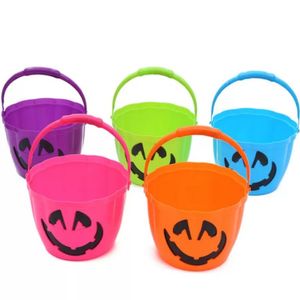 Cesta de calabaza portátil LED para Halloween, truco o trato, colorido juguete para niños, cubos de almacenamiento de dulces, decoraciones para fiesta de Navidad b1014